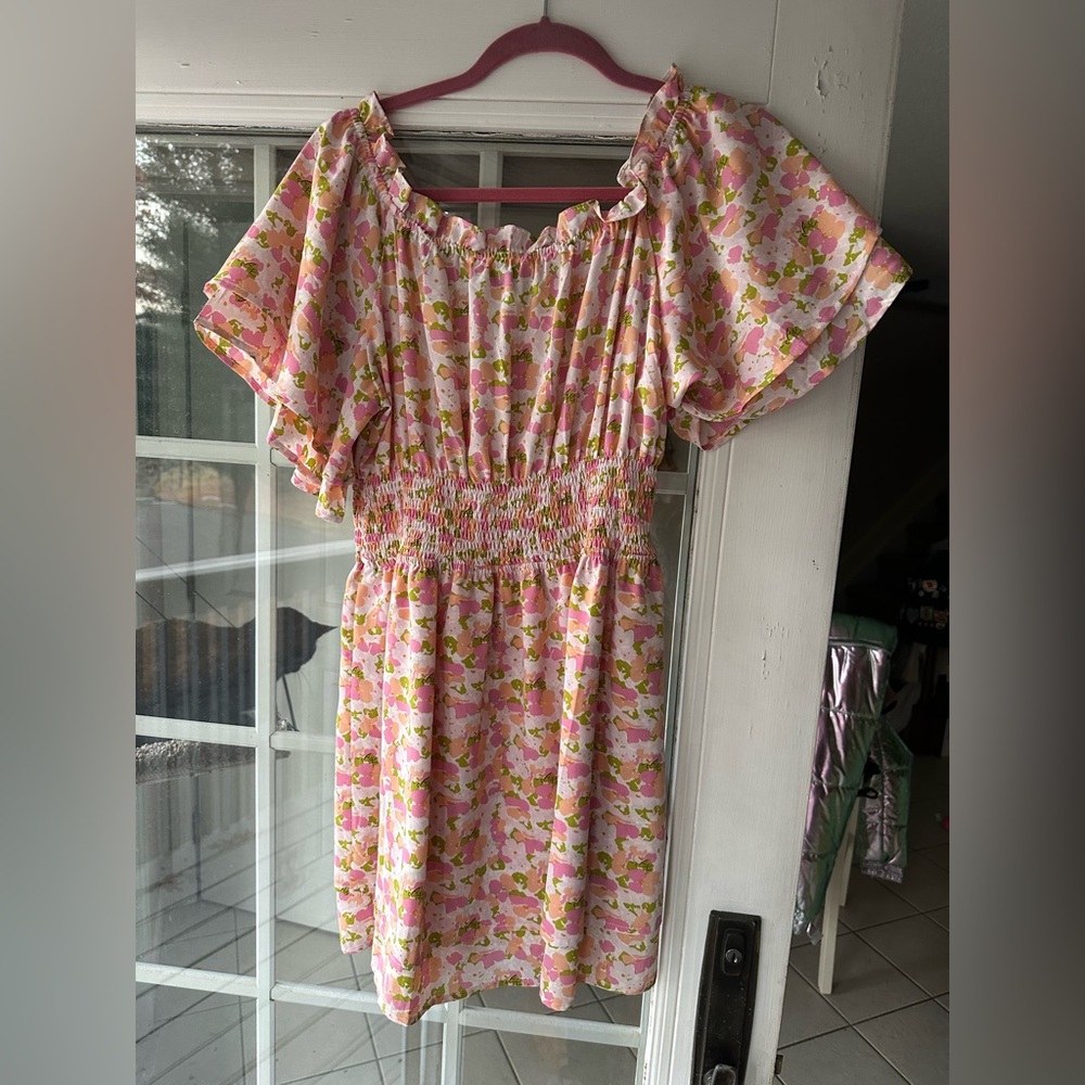 Boohoo Flora Off-Shoulder Ruffle Mini Dress - Picture 2 of 2